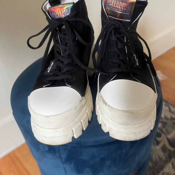 Palladium Black and White Chunky Sneakers - Picture 3 of 8